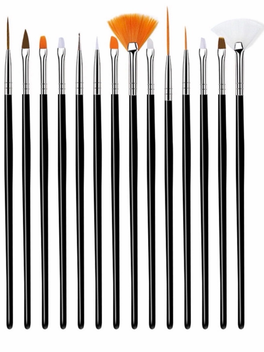 Nail art brushes set 🖤🤍🧡